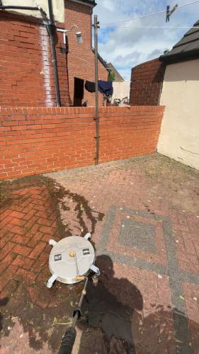 Patio before jet washing
